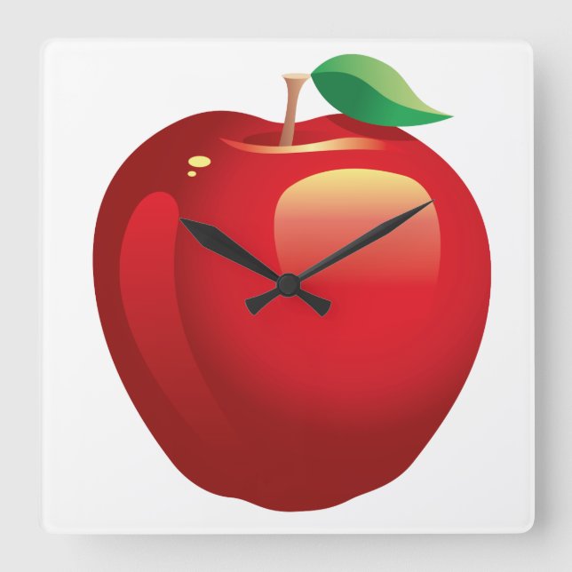 Horloge murale carrée rouge d'Apple (Recto)