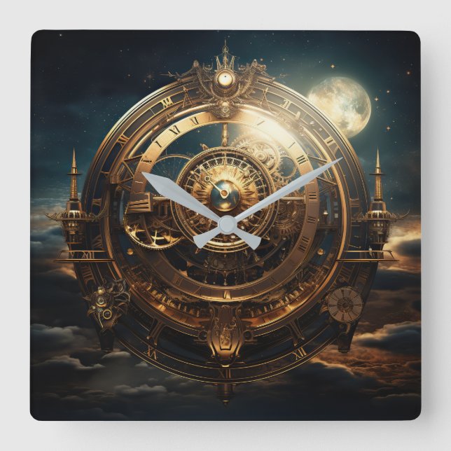 Horloge murale céleste Steampunk (Recto)