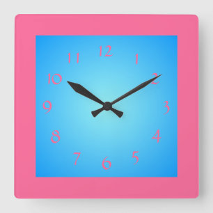 Horloge murale Cerice Pink Boarder / Blue Face