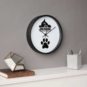 Horloge murale chat Bloom – Design de chat floral 