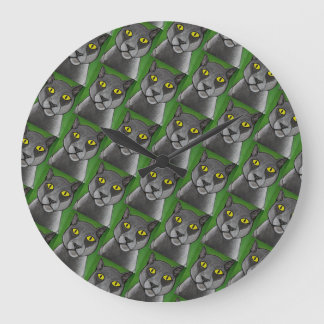 Horloge murale chat gris