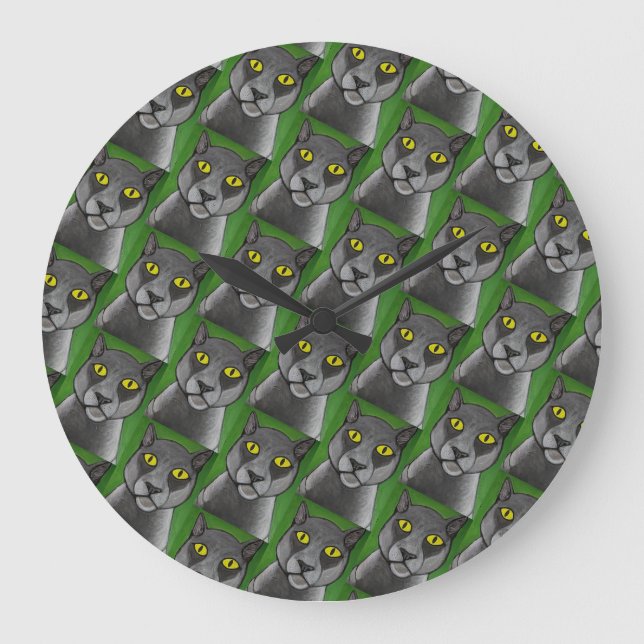 Horloge murale chat gris (Recto)
