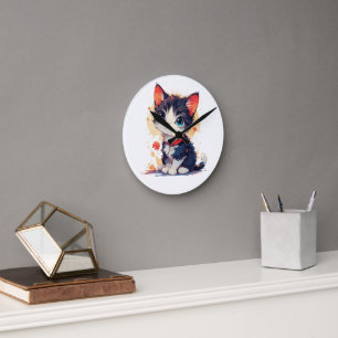 Horloge murale Chat Mignon Kawaii pour les Amateur