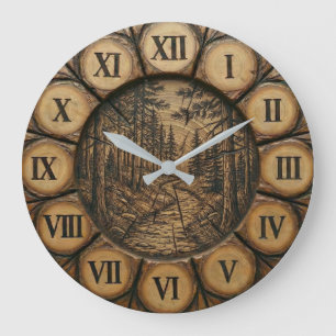 Horloge murale chemin forestier rustique