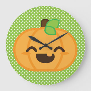 Horloge murale Citrouille Kawaii Jack-o'-lantern