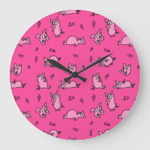 Horloge murale cochons roses