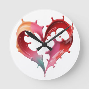 Horloge murale cœur pastel