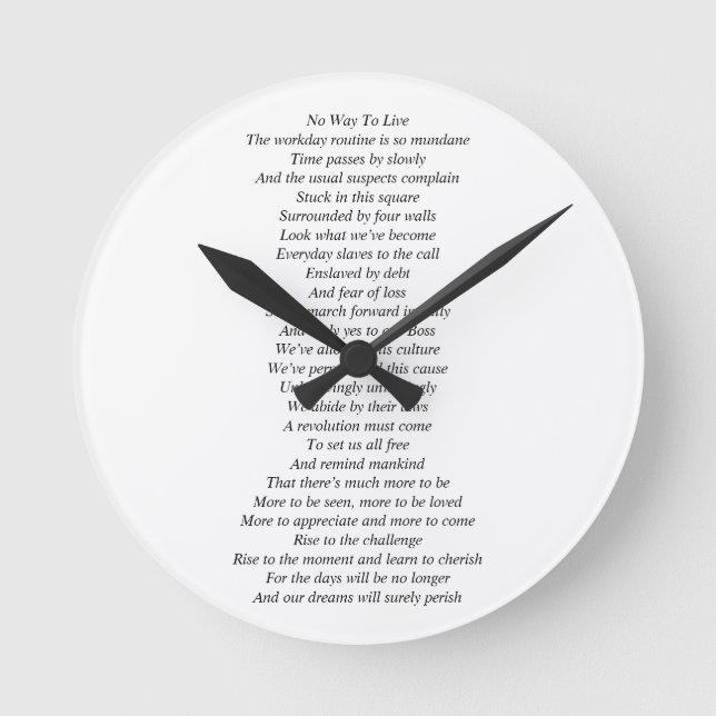 Horloge murale complète avec poésie originale (Recto)