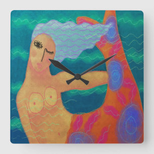 Horloge murale couleur Abstraite sirène Carré de l