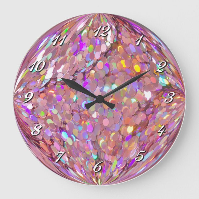 Horloge murale couleur Confetti rose (Recto)