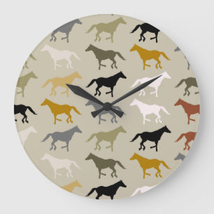 Horloge murale courante de motif de chevaux