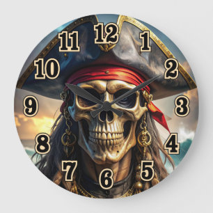 Horloge murale crâne de pirate méchant