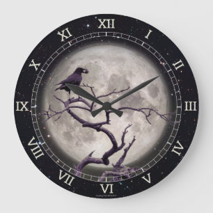 Horloge murale Crow at Night Raven Tree Imaginaire