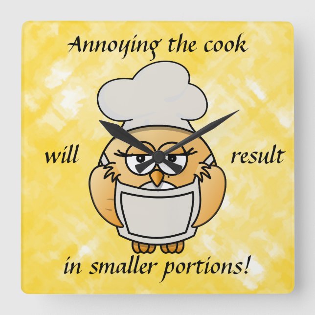 Horloge murale Cute Chouette Jaune Cuisine (Recto)