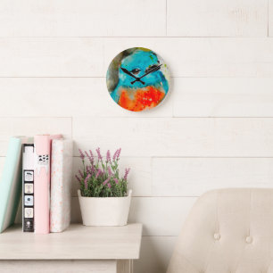 Horloge murale d'aquarelle unique pour oiseaux