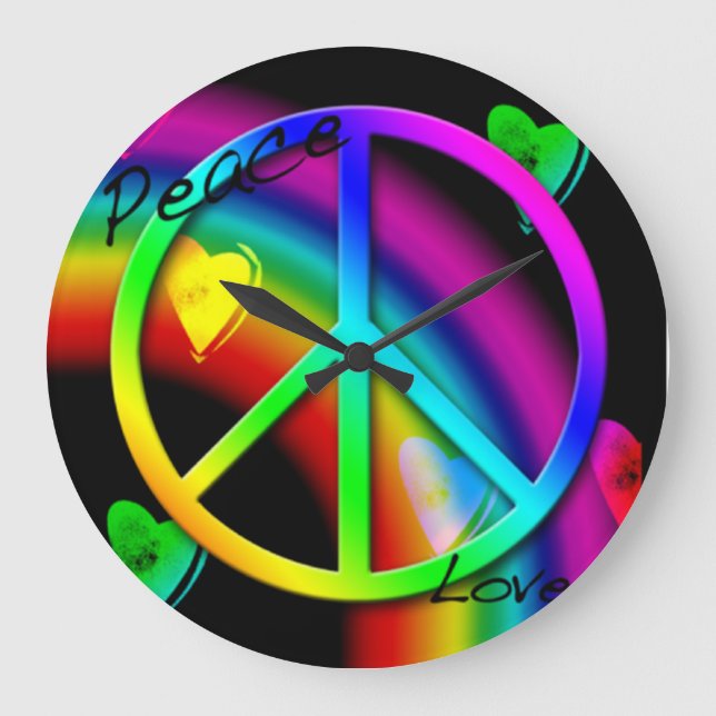 Horloge murale d'arc-en-ciel de paix et d'amour (Recto)