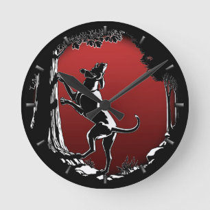 Horloge murale d'art de chien de chasse d'horloge