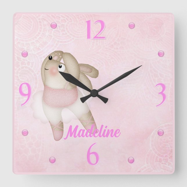 Horloge murale de Ballerina Bunny Nursery (Recto)