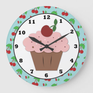Horloge murale de bonbon à petit gâteau de ceris