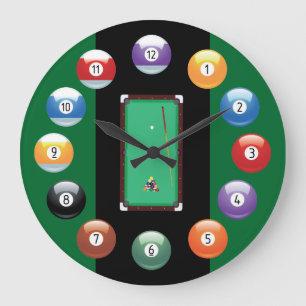 Horloge murale de boules de billard