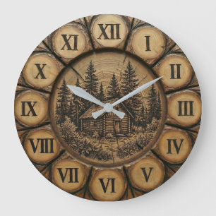 Horloge murale de cabane en rondins rustique For