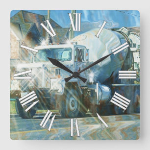Horloge murale de camion de ciment blanc