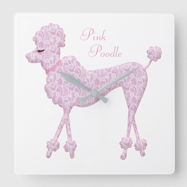 Horloge murale de caniche rose (Recto)