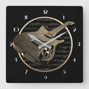 Horloge murale de carré de guitare électrique d'