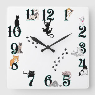 horloge murale de chat