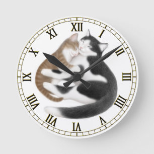 Horloge murale de chats d'amour maternel