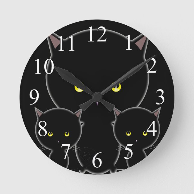Horloge murale de chats noirs mignons (Recto)