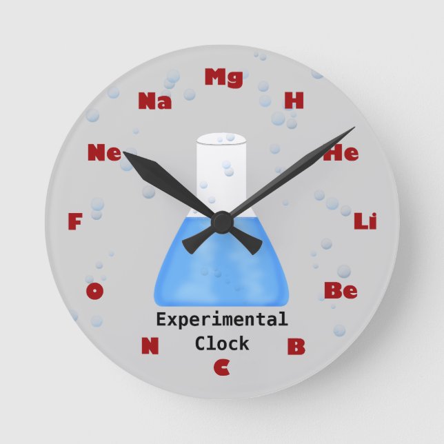 Horloge murale de chimie — Horloge expérimentale (Recto)