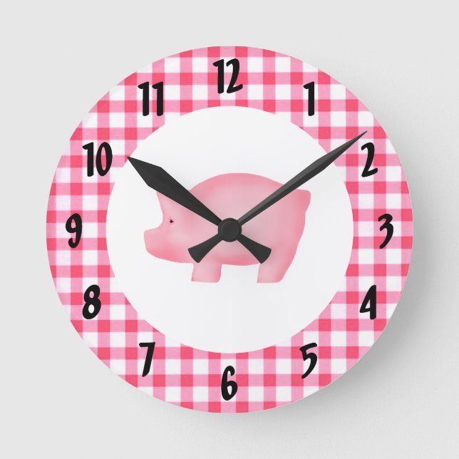 Horloge murale de cochon rose (Recto)