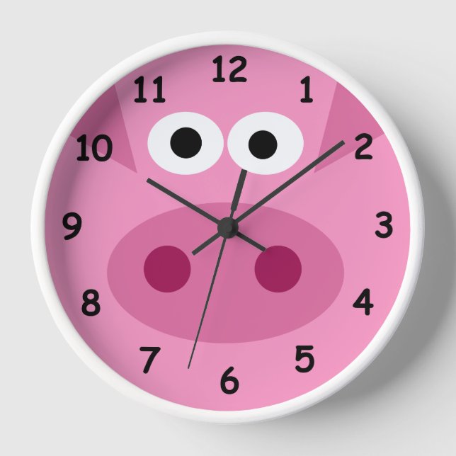 Horloge murale de cochon rose mignonne pour la cha (Recto)