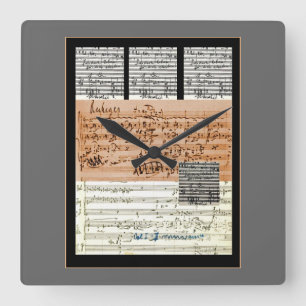 Horloge murale de collage d'illustration musicale