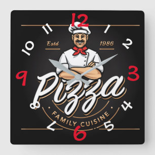 Horloge murale de conception de pizza avec des