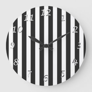 Horloge murale de conception rayée noir et blanc