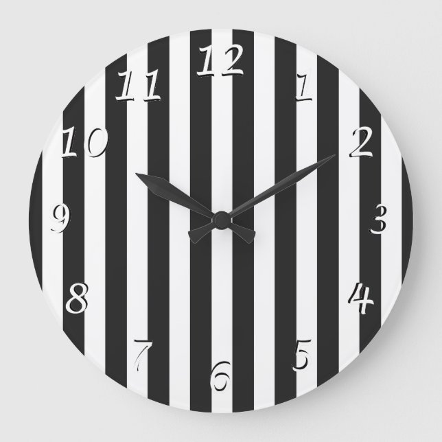 Horloge murale de conception rayée noir et blanc (Recto)