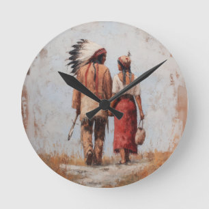 Horloge murale de couple amérindien