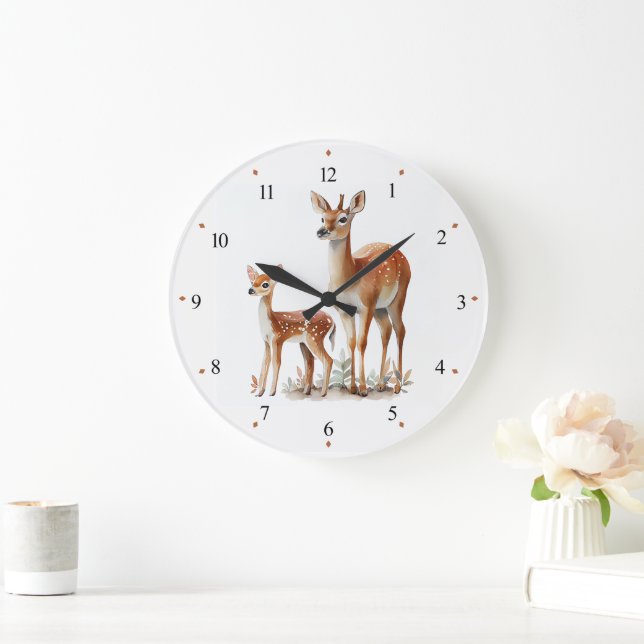 Horloge murale de crèche Cerf et faon (Maison)
