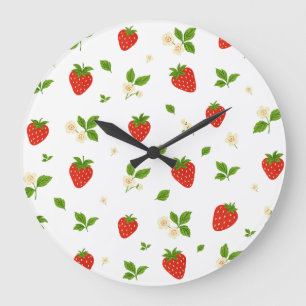 Horloge murale de cuisine à motif fraise