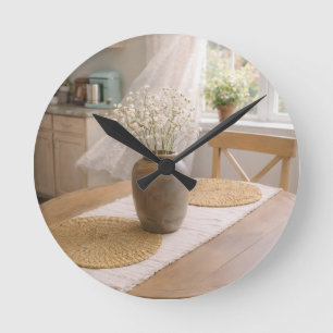 Horloge murale de cuisine neutre Baby's Breath de 