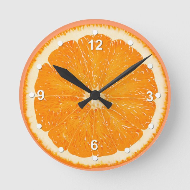Horloge murale de cuisine orange juteuse (Recto)