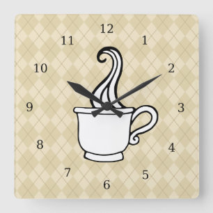 Horloge murale de cuisine rétro café