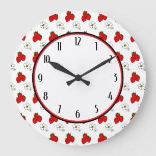 Horloge Murale de Cuisine Rétro Fleurs de Fraisier