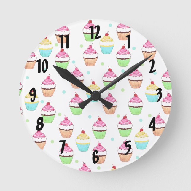 Horloge murale de cupcakes colorés (Recto)