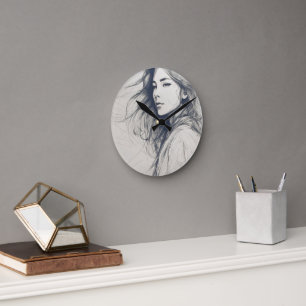 horloge murale de dessin de fille