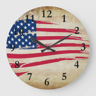 HORLOGE MURALE DE DRAPEAU AMÉRICAIN