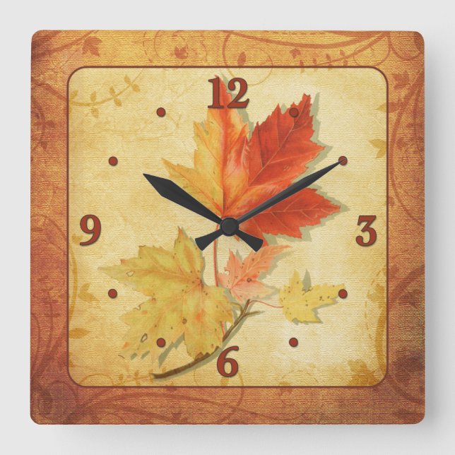 Horloge murale de feuille d'érables d'automne de (Recto)
