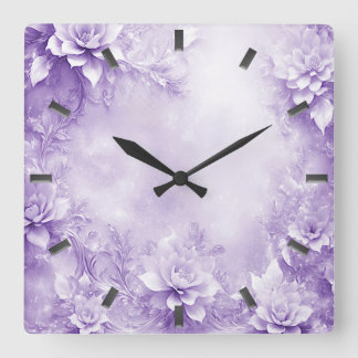 Horloge murale de fleurs blanches violettes